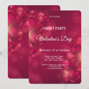 Invitation Soirée de la Saint-Valentin aux cœurs rouges