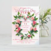 Invitation Soirée de la Saint Valentin avec couronne Rose (Debout devant)