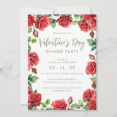 Invitation Soirée de la Saint-Valentin élégante Roses rouges  (Devant)