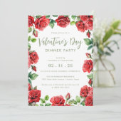 Invitation Soirée de la Saint-Valentin élégante Roses rouges  (Debout devant)