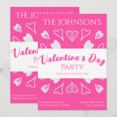 Invitation Soirée de la Saint-Valentin Moderne Rose Chaud (Devant / Derrière)