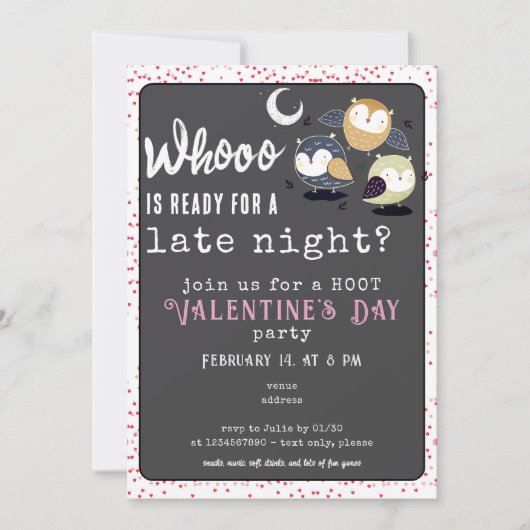 Invitation Soirée de la Saint-Valentin Thème Nuit Oiseau de N (Devant)
