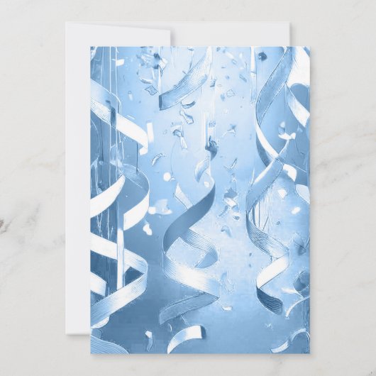 Invitation Soirée de l'année de l'Élégant Lit Bleu clair (Dos)