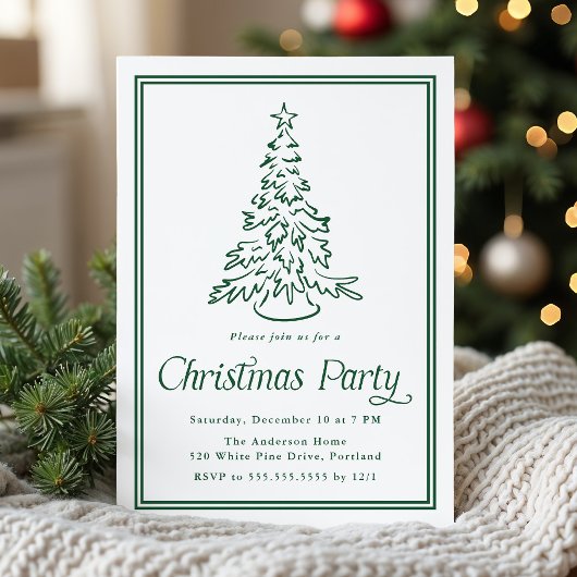 Invitation Soirée de l'Arbre de Noël Vert Classique