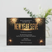 Invitation Soirée de l'Elegant Gold & Black New Years (Debout devant)