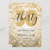 Invitation Soirée de l'Elégant Moderne Or 30e Anniversaire (Devant / Derrière)