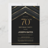 Invitation Soirée de l'or noir élégant 70e anniversaire (Devant)