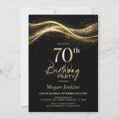 Invitation Soirée de l'or noir élégant 70e anniversaire (Devant)