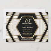 Invitation Soirée de l'or noir élégant 70e anniversaire (Devant)