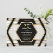 Invitation Soirée de l'or noir élégant 70e anniversaire (Debout devant)