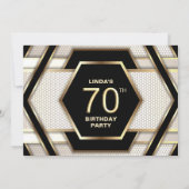 Invitation Soirée de l'or noir élégant 70e anniversaire (Dos)