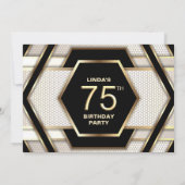 Invitation Soirée de l'or noir élégant 75e anniversaire (Dos)