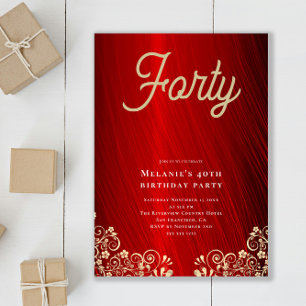 Invitation Soirée de l'or rouge personnalisé 40e anniversaire
