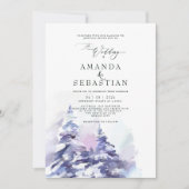 Invitation Soirée de Mariage de la neige violette d'hiver (Devant)