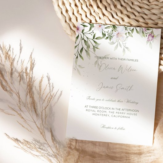 Invitation Soirée de mariage élégante au feuillage vert