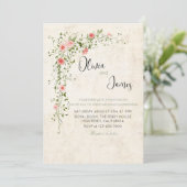 Invitation Soirée de mariage élégante de la couronne Rose (Debout devant)