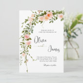 Invitation Soirée de mariage élégante de la couronne Rose (Debout devant)