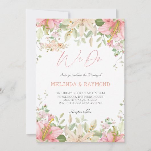 Invitation Soirée de mariage florale "We Do" (Devant)