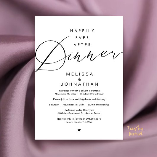 Invitation Soirée de Mariage Happily Ever After