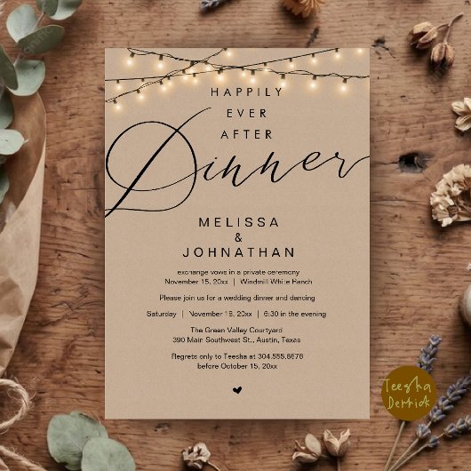 Invitation Soirée de Mariage Happily Ever After