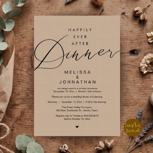 Invitation Soirée de Mariage Happily Ever After
