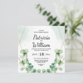 Invitation Soirée de mariage moderne et élégante Eucalyptus V (Debout devant)