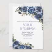 Invitation Soirée de mariage Rose noir et bleu élégant (Devant)