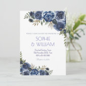 Invitation Soirée de mariage Rose noir et bleu élégant (Debout devant)