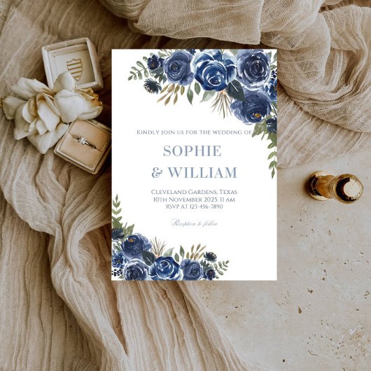 Invitation Soirée de mariage Rose noir et bleu élégant