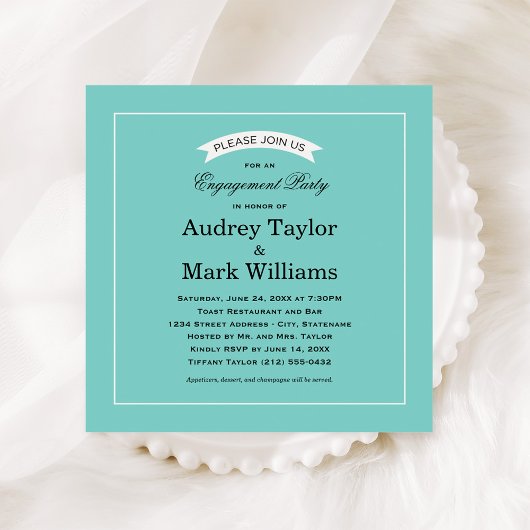 Invitation Soirée de Mariage Soirée Aqua Blue Black