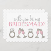 Invitation Soirée de mariée rose Champagne Diamond (Devant / Derrière)