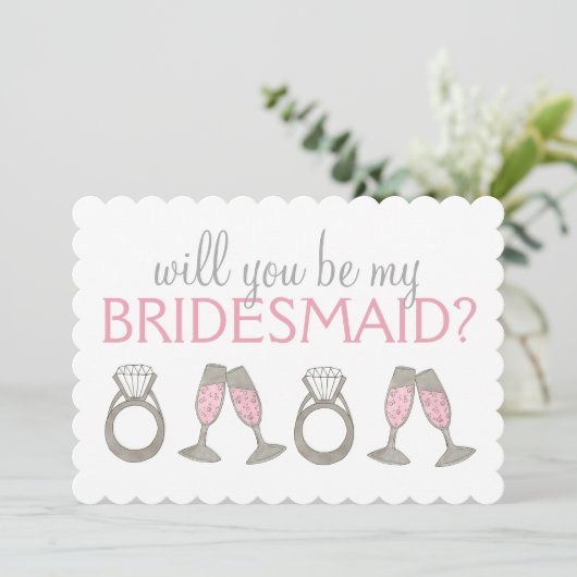 Invitation Soirée de mariée rose Champagne Diamond (Debout devant)