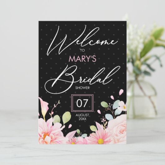 Invitation Soirée de mariée rose moderne invit budget (Debout devant)