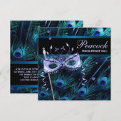Invitation Soirée de Mascarade au Paon Violet Bleu Royal (Devant / Derrière)