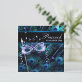 Invitation Soirée de Mascarade au Paon Violet Bleu Royal (Debout devant)