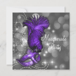 Invitation Soirée de Mascarade Élégante Noire et Violette