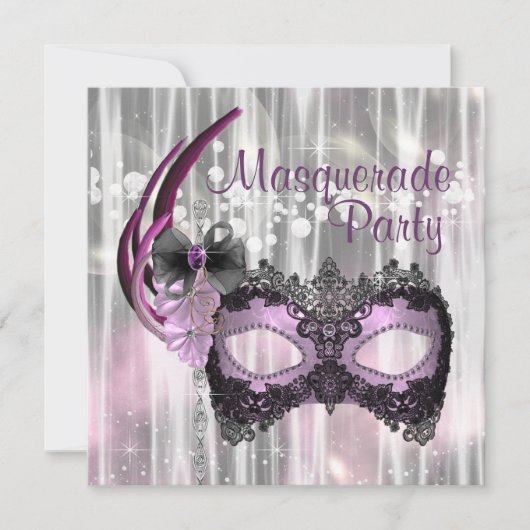 Invitation Soirée de Mascarade Violet Noir (Devant)