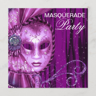 Invitation Soirée de Mascarade Violet Noir