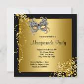 Invitation Soirée de Masque Élégante Argent et Or (Dos)