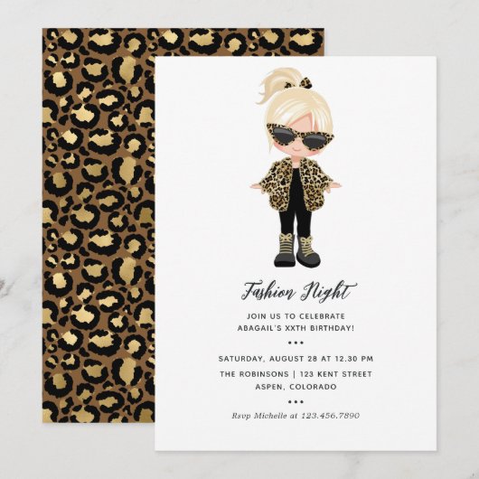 Invitation Soirée de mode pour filles (Devant / Derrière)