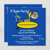 Invitation Soirée de natation sous-marine avec photo (Devant / Derrière)