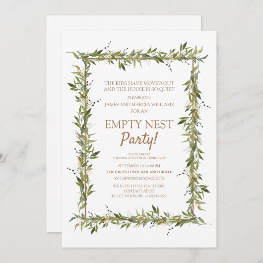 Invitation Soirée de nid vierge Feuille verte moderne (Devant / Derrière)