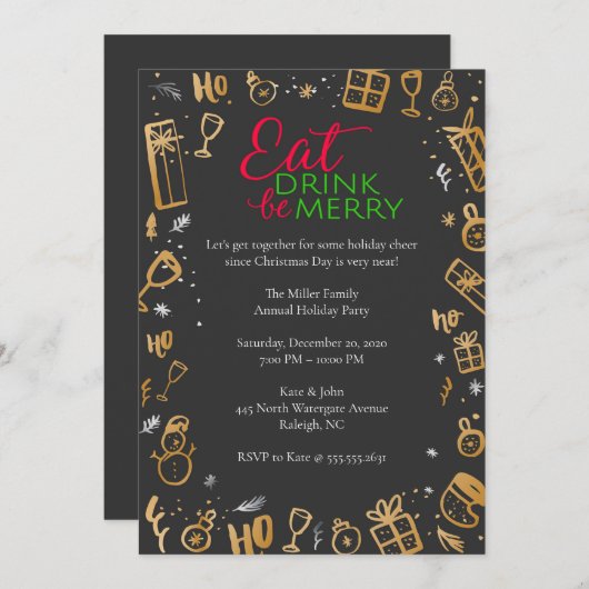 Invitation Soirée de Noël (Devant / Derrière)