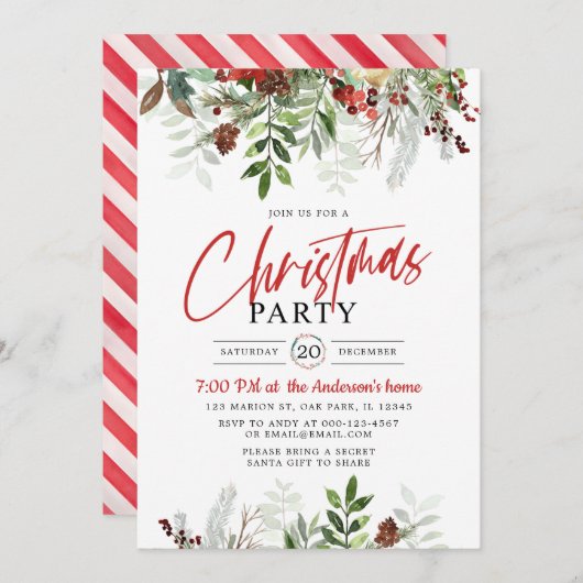 Invitation Soirée de Noël (Devant / Derrière)