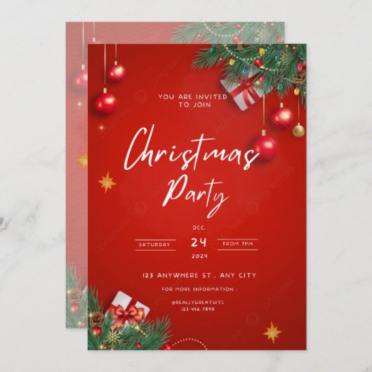 Invitation Soirée de Noël (Devant / Derrière)