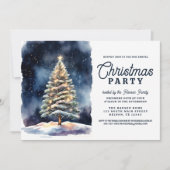 Invitation Soirée de Noël à l'aquarelle brillante (Devant)