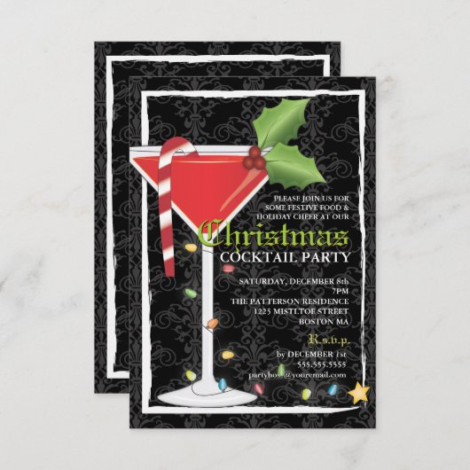 Invitation Soirée de Noël à l'élégante Red Martini (Devant / Derrière)