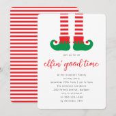 Invitation Soirée de Noël à l'Elfe mignonne (Devant / Derrière)