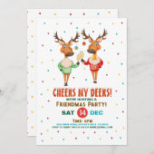 Invitation Soirée de Noël à mes Deers Reindeer Freindmas (Devant / Derrière)