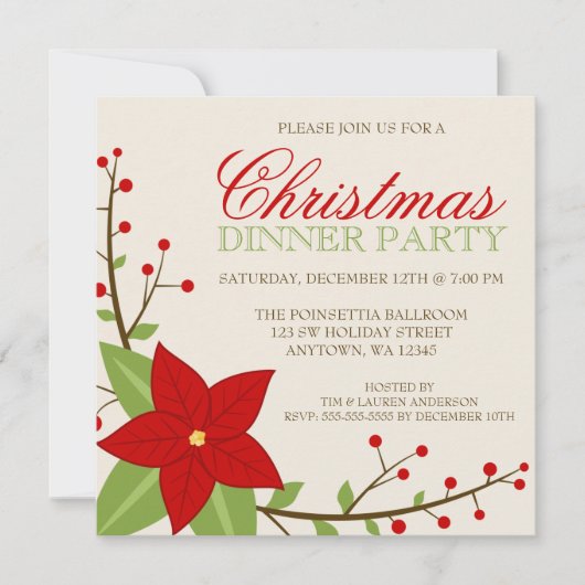 Invitation Soirée de Noël à Poinsettia (Devant)